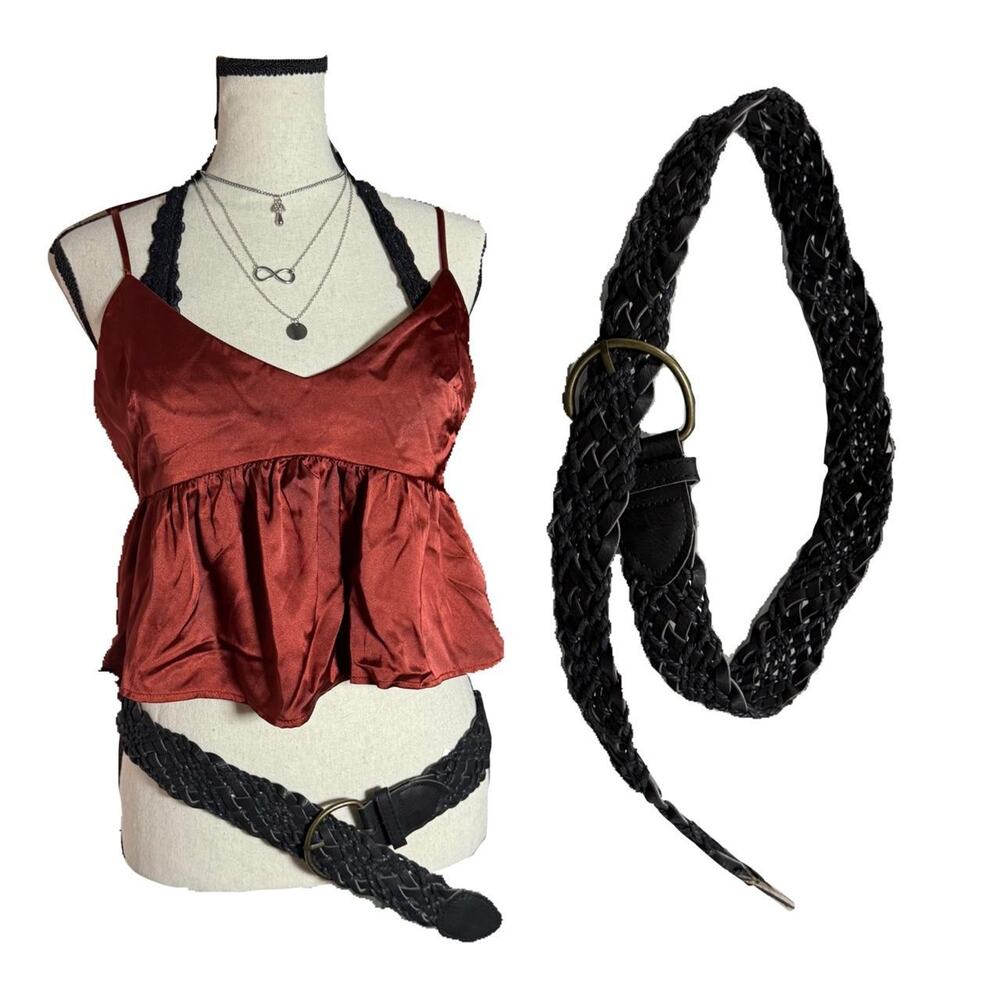 WallFlower Black Braided Belt Large Adjustable Woven Belt